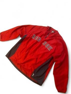 Y2K Majestic Boston Red Sox Red Quarter-Zip Windbreaker Jacket – Size 2X